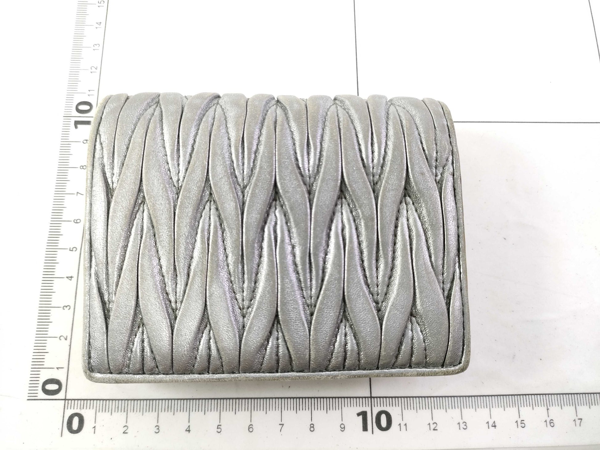 Miu Miu Bijou/Pearl Bifold Silver Wallet