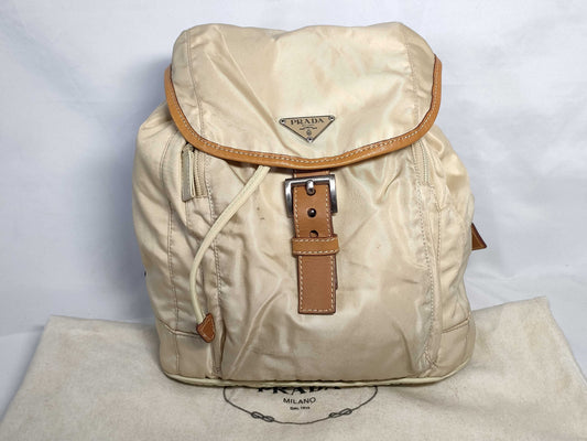 PRADA Nylon PRADA Backpack Beige Nylon Backpack