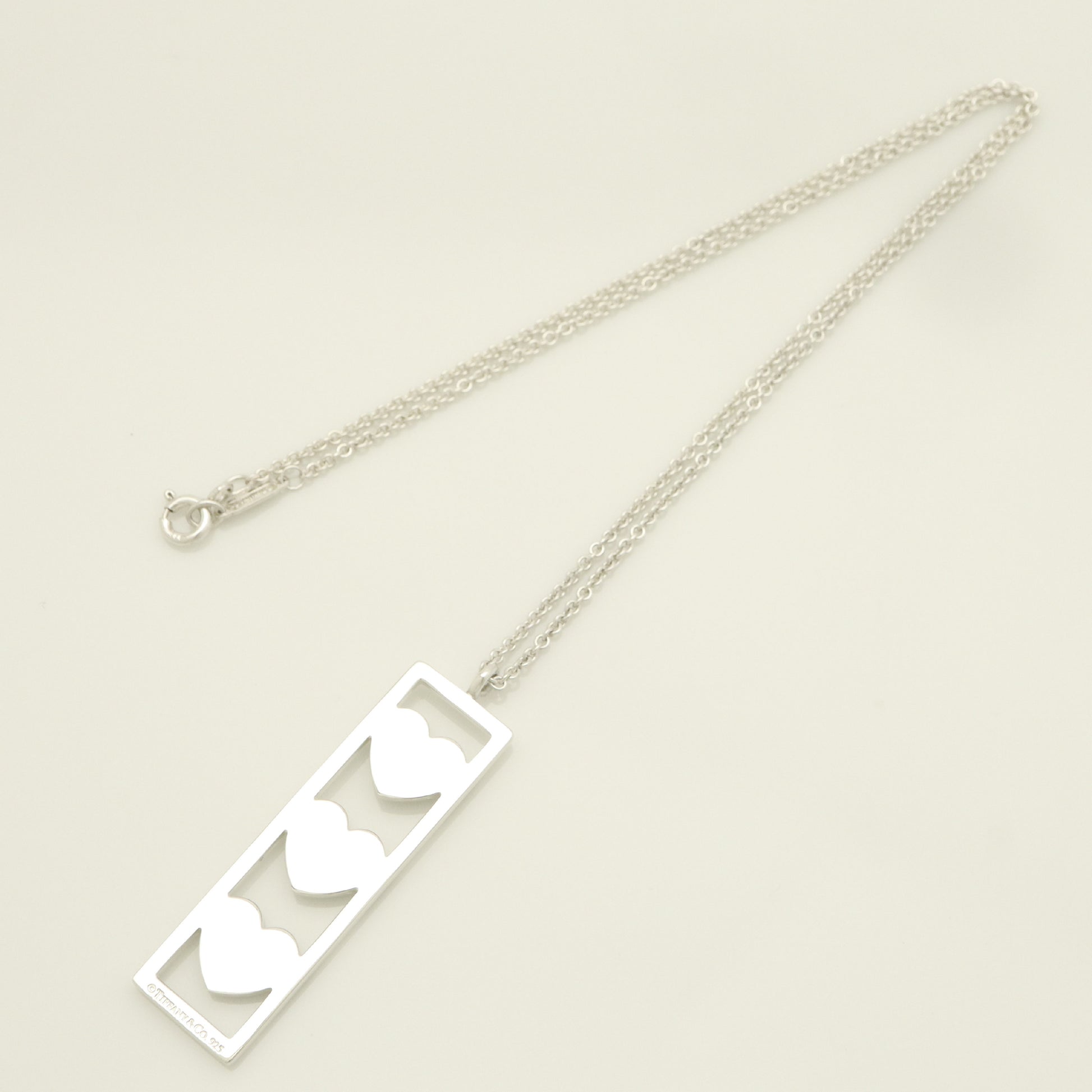 Tiffany&Co. Tiffany&Co. Tiffany&Co. Triple Heart Band Plate Necklace Silver925 SV925 Weight 9.35g Necklace