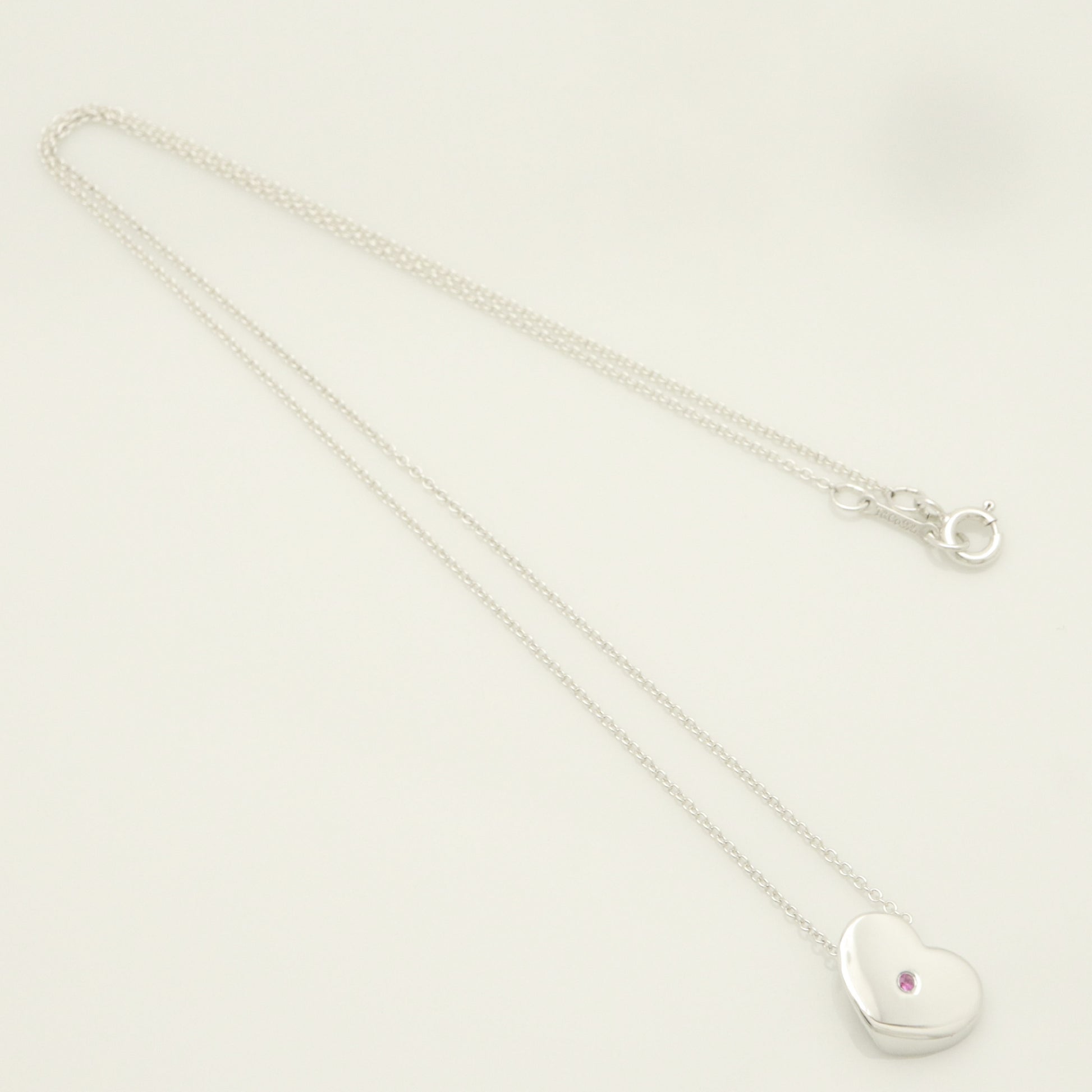Tiffany&Co. Tiffany&Co. Tiffany&Co. Tiffany&Co. Modern Heart 1P Pink Sapphire Necklace Silver 925 SV925 Weight 4.28g Necklace