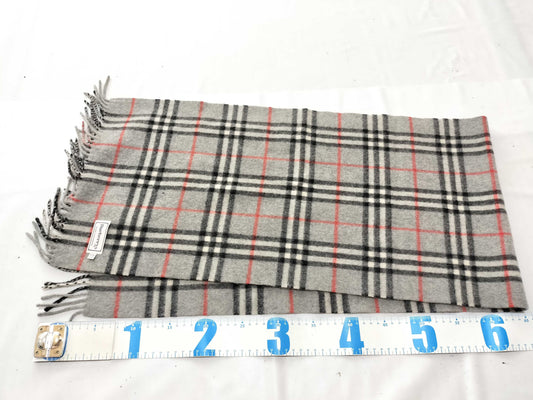 Burberrys/Fringe Scarf/Nova Check/Sanyo Shokai/100% Cashmere/Gray Scarf