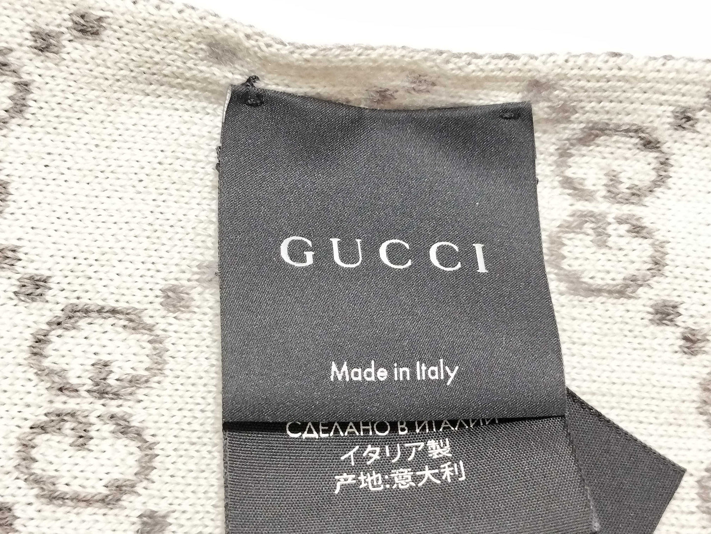 GUCCI 523434 GG Sherry Wool Beige Scarf