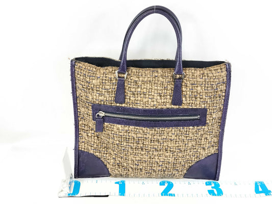 PRADA Prada Tweed Triangle Logo Purple Handbag