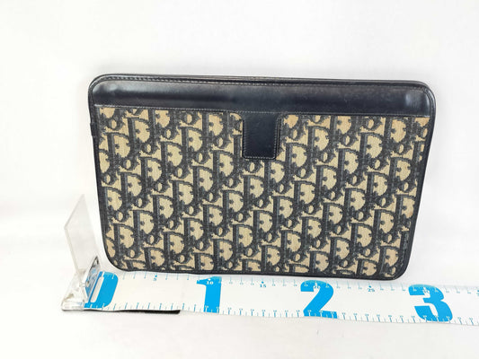 Dior Trotter Christian Dior Oblique Trotter Navy Canvas and Leather Clutch Bag