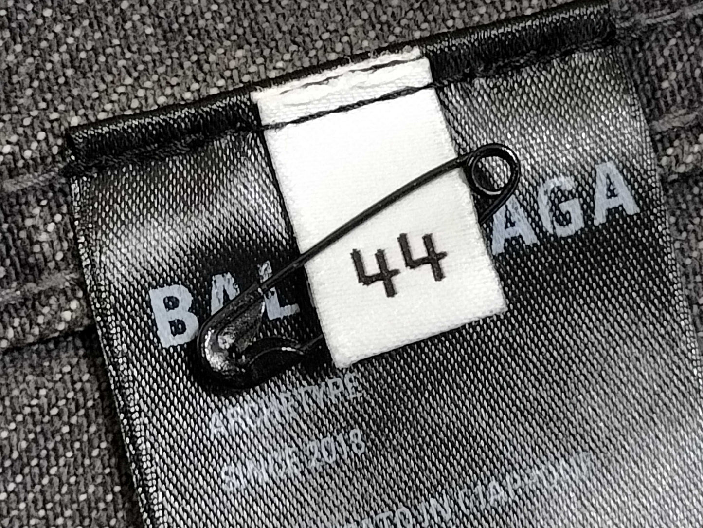 BALENCIAGA Men's Gray Denim Jacket with Back Logo, Size 44