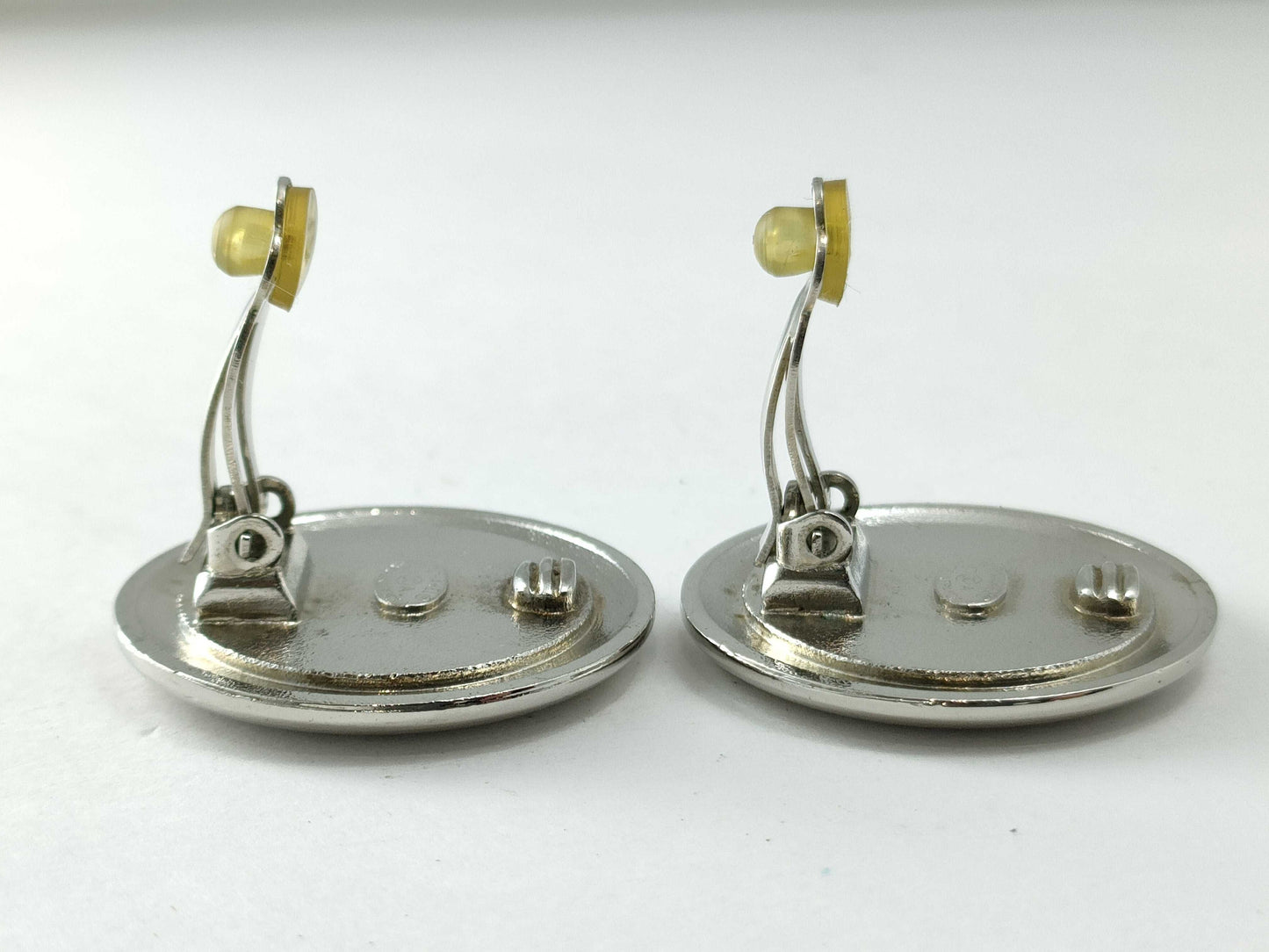 CHANEL Coco Mark Round Earrings Silver 97A Earrings