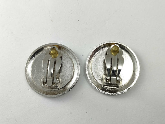 CHANEL Coco Mark Round Earrings Silver 97A Earrings