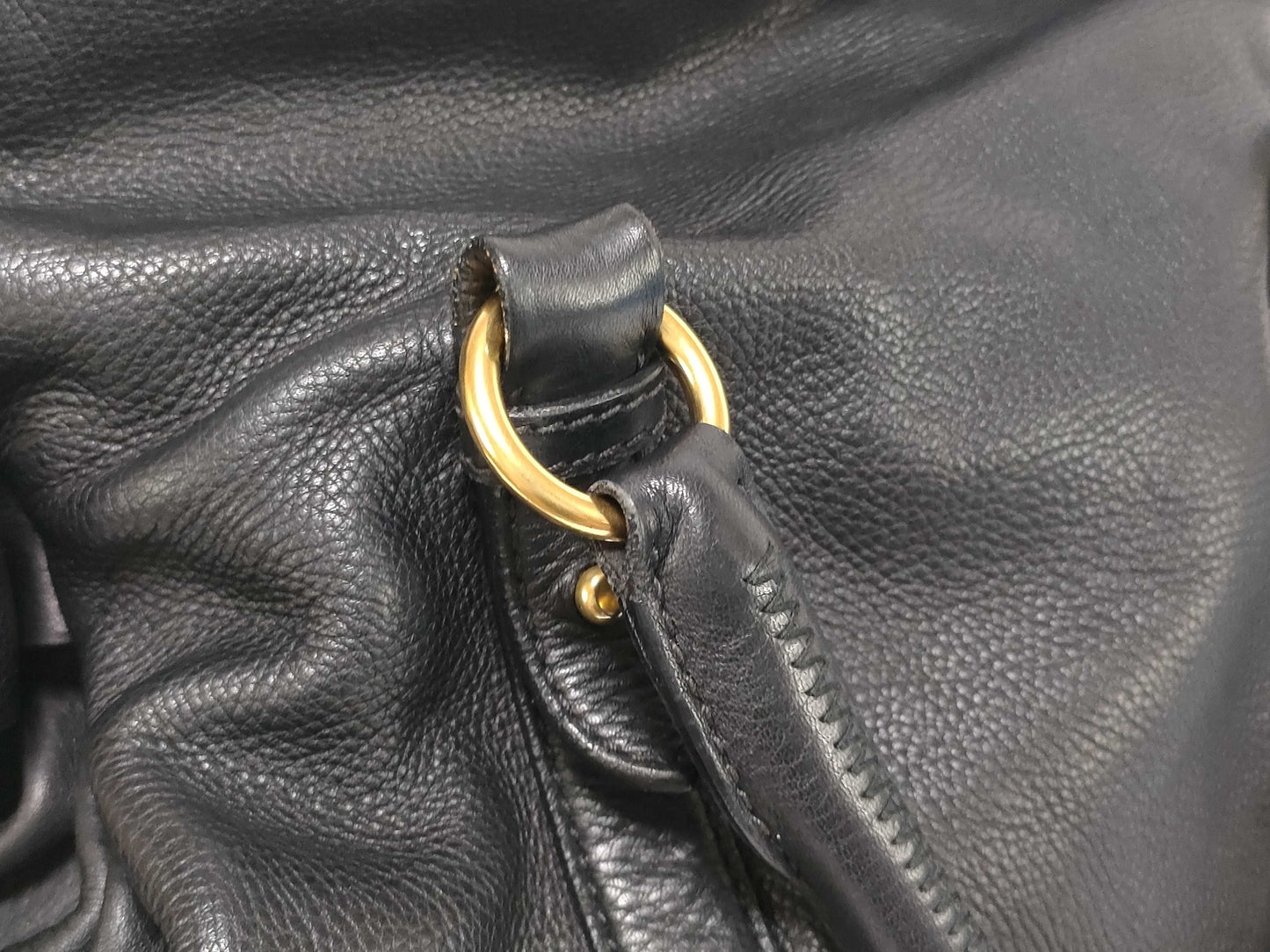 Miu Miu Miu Miu Leather 2-Way Ribbon Vitello Grained Leather Shoulder Bag Black Tote Bag