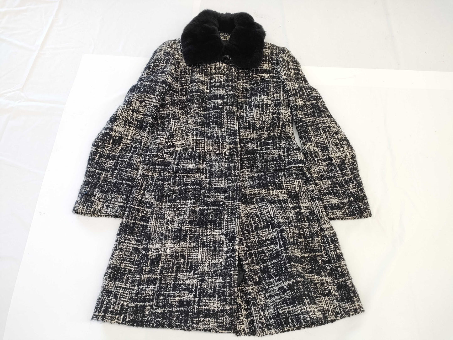 MaxMara Max Mara Tweed Coat Fur Size 42 Coat