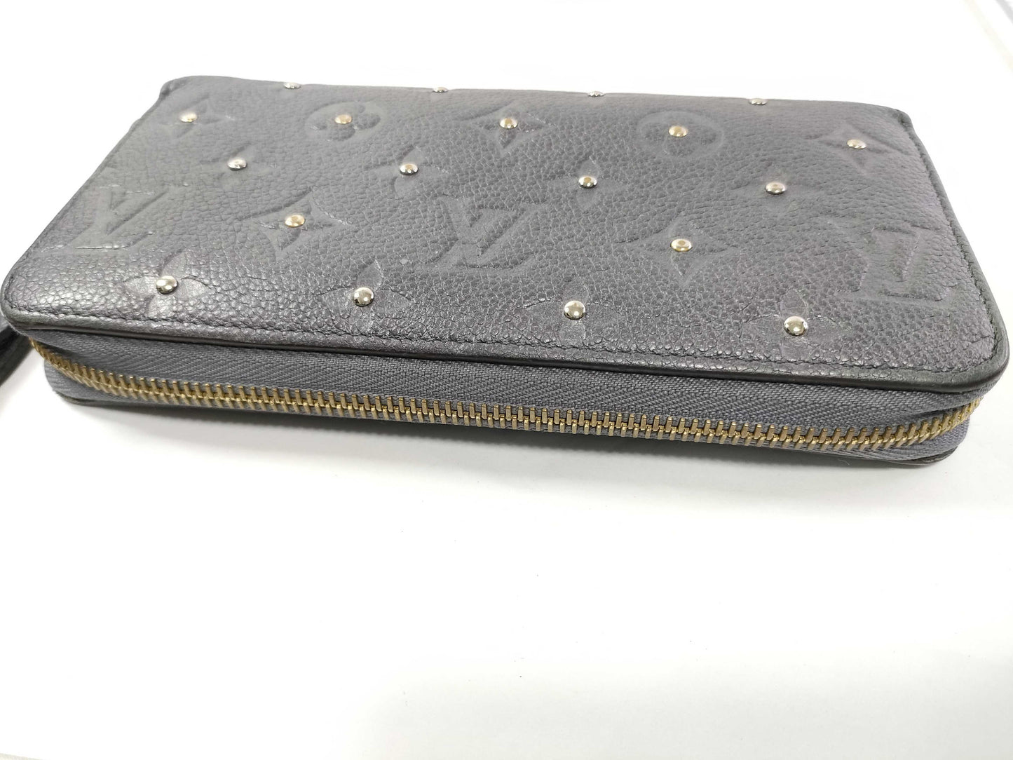 LOUIS VUITTON Monogram Empreinte Studded Zippy Wallet Long Wallet in Gris Silver M62209 Limited Edition