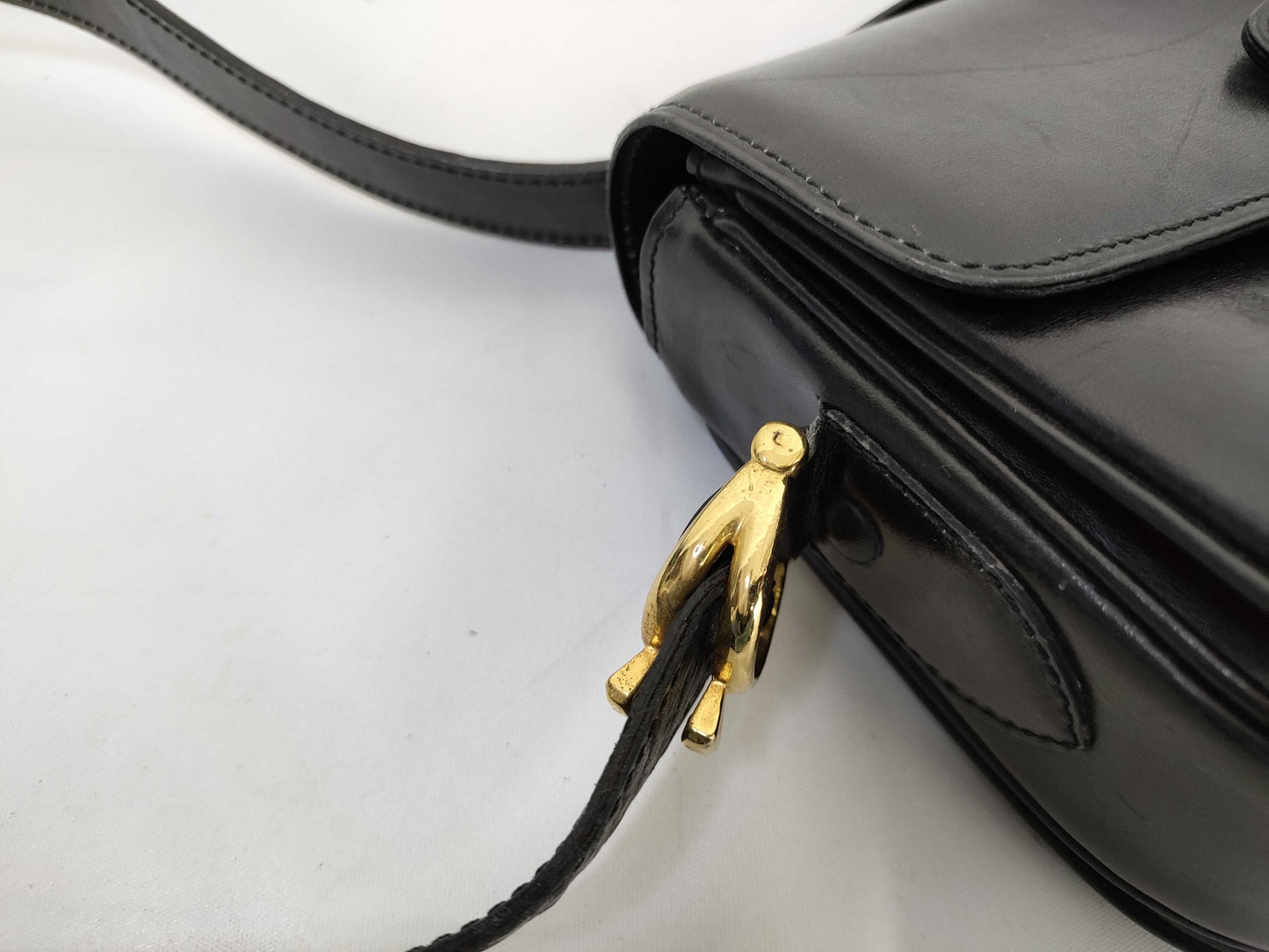 CELINE Shoulder Bag with Horse-Drawn Leather Hardware, Black