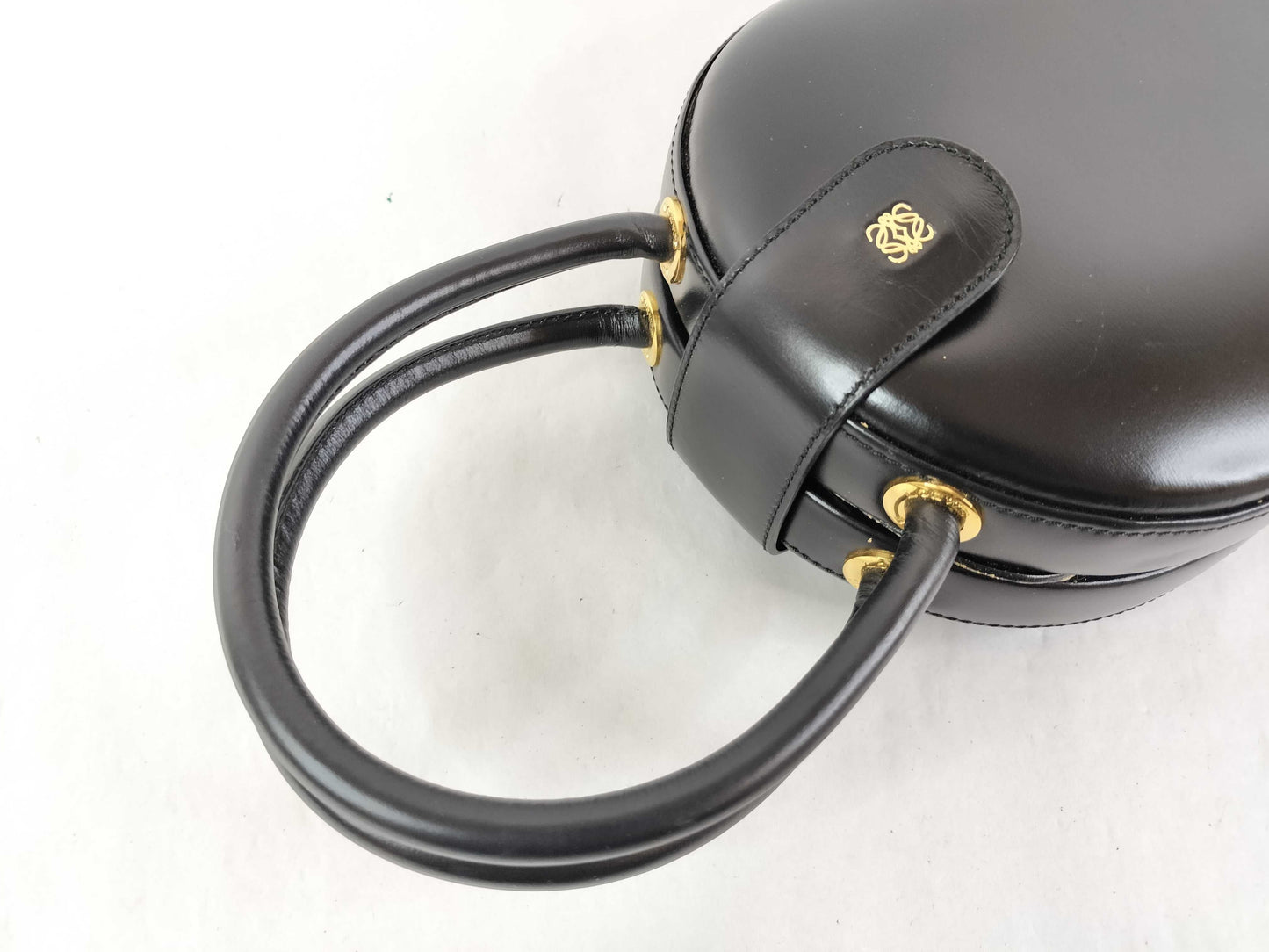 LOEWE Anagram Formal Black Leather Handbag