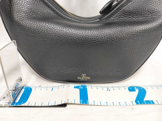 VALENTINO Valentino Garavani V Logo Moon Leather 2-Way Shoulder Bag Black Shoulder Bag