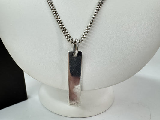 GUCCI 925 logo plate double chain necklace in silver