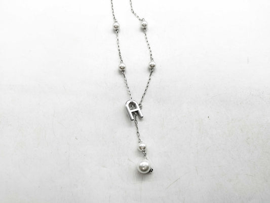 FURLA Faux Pearl Logo Necklace