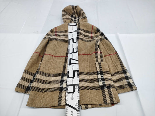 BURBERRY London Duffle Coat Nova Check Hoodie Size 38 Coat