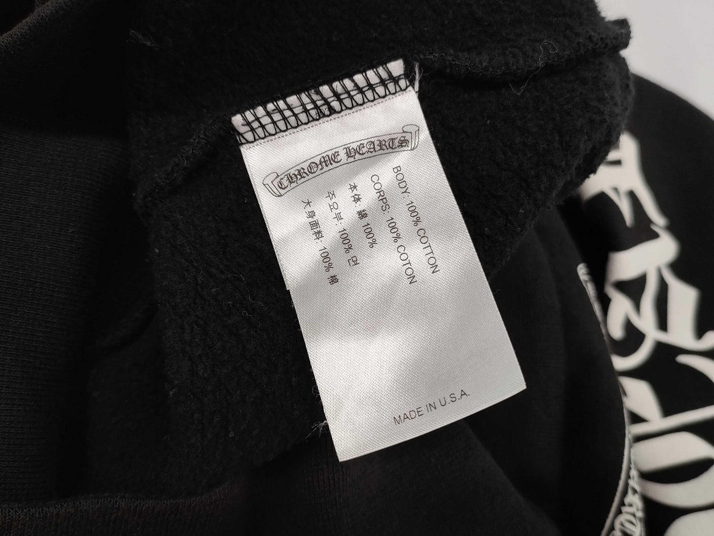 CHROME HEARTS Hoodie with Sleeve Logo, Size M, Black, Tops