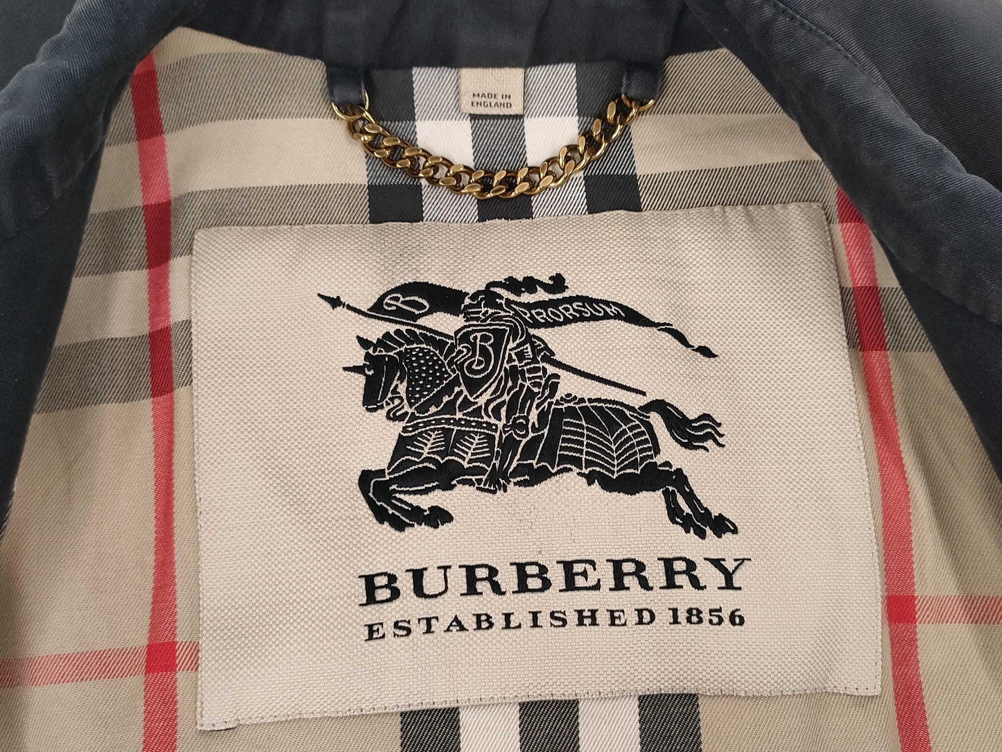 BURBERRY Nova Check Sandringham Trench Coat in Black with Belt, Size 46