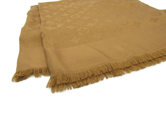 LOUIS VUITTON LV Monogram Shawl/Stole M1259 Silk/Wool Brown Other Accessories