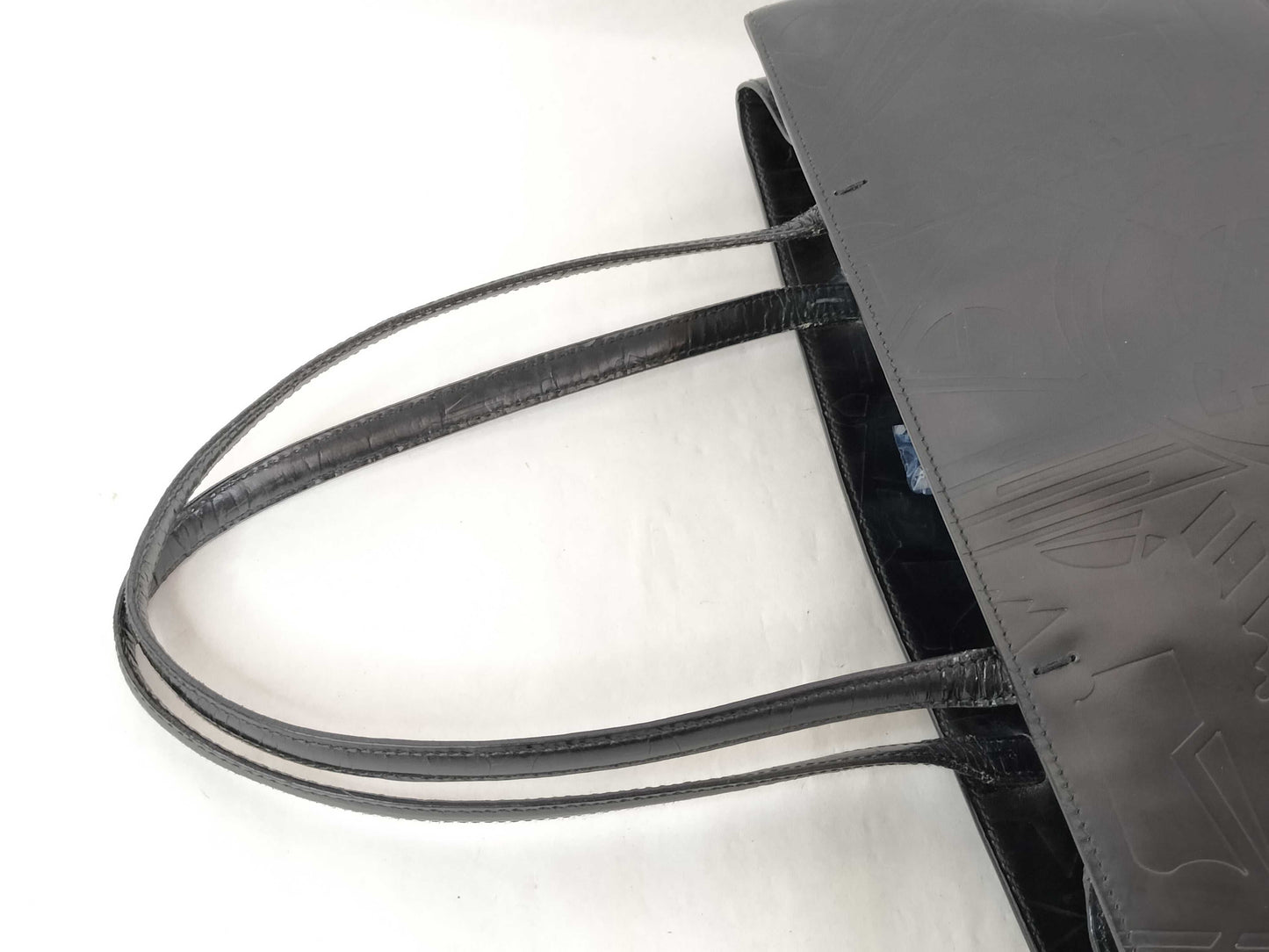 PRADA PRADA Enamel All-Over Print Hand Tote Bag Black Tote Bag