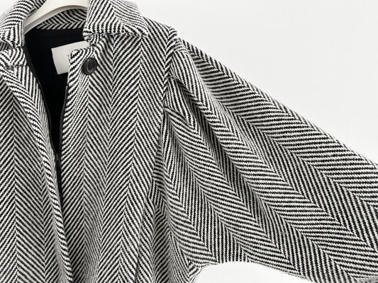 TELA Herringbone Tweed Jacket, Dolman Sleeves, Size 38