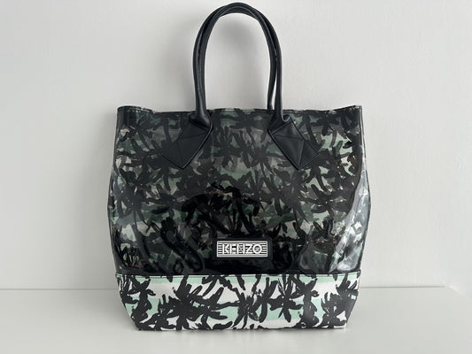 KENZO PALM TREE BEACH BAG Clear Tote Bag with Pouch