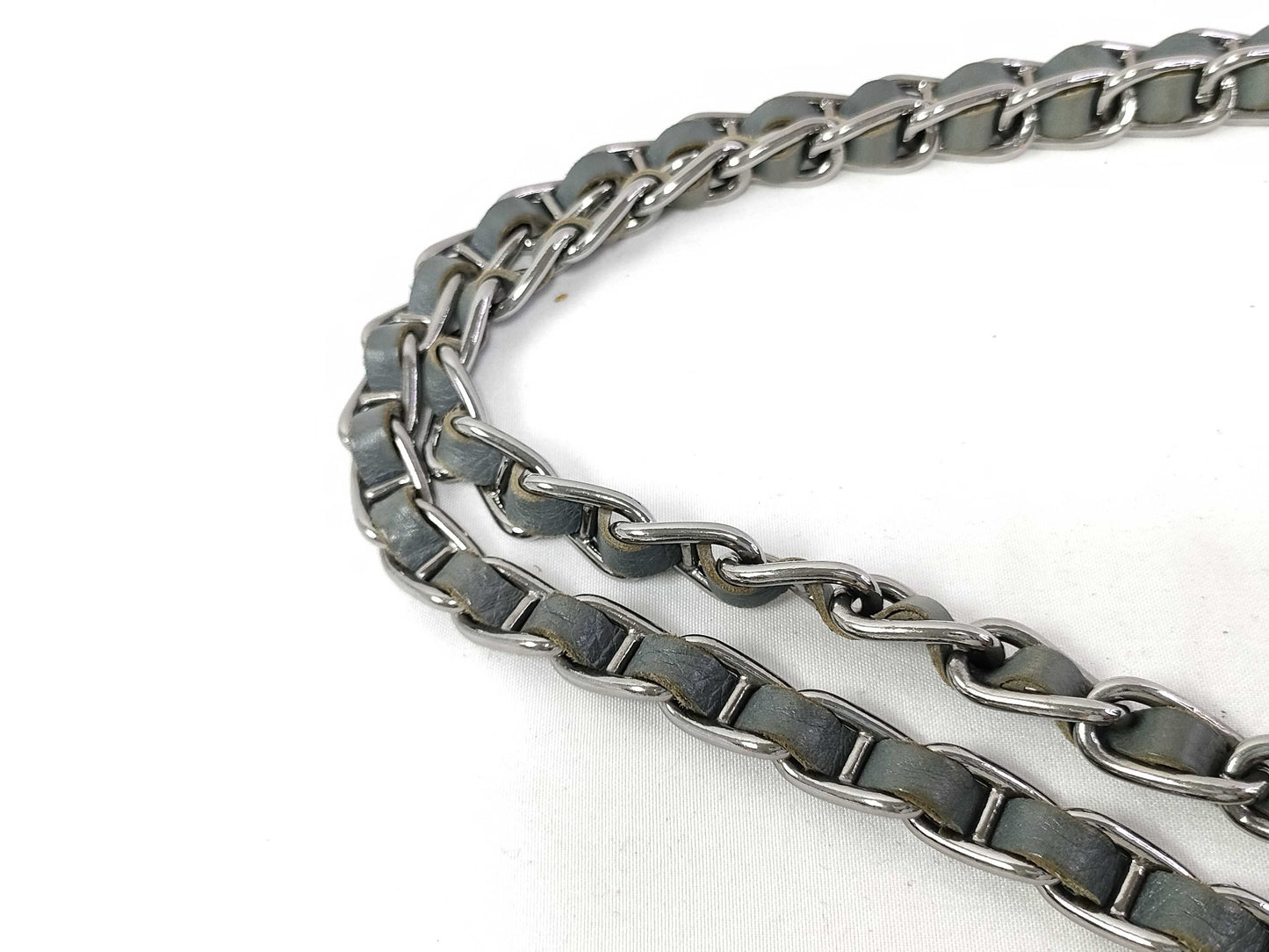 PRADA PRADA Prada Leather Double Chain Shoulder Bag B4658C Blue Shoulder Bag with Guarantee Card and Dust Bag