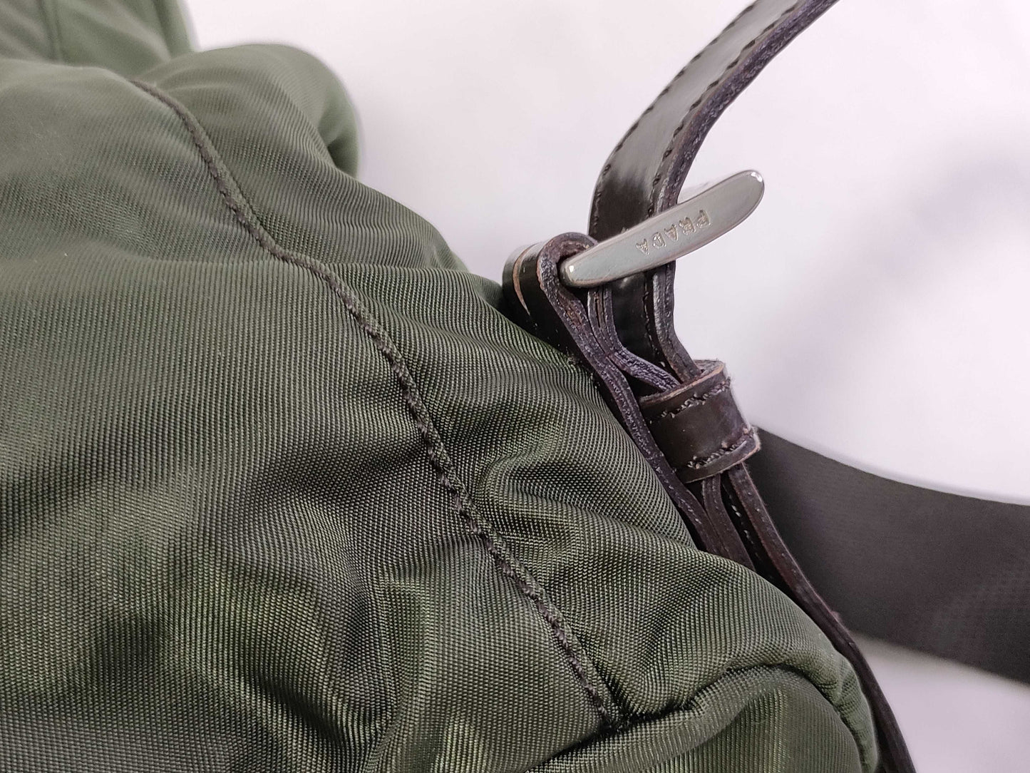 PRADA Nylon Backpack with Prada Triangle Logo Plate, Green