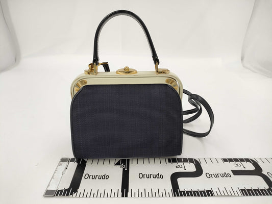 Comtesse Horsehair Leather 2-Way Handbag, Navy