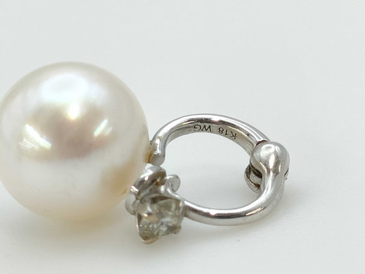 Pearl diameter: Approx. 8.5mm*2, D0.07/0.07ct, 18K White Gold, 2.8g, Earrings