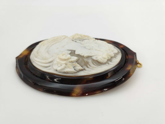 Cameo with Colored Stones, 18K Gold, 49.2g Pendant Top