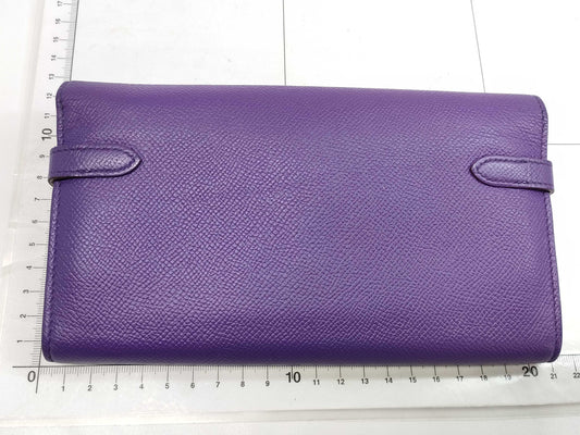 HERMES Kelly Wallet, Epson, Purple, P Stamped Wallet