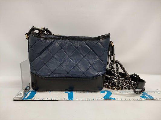 CHANEL Gabrielle Small Navy Shoulder Bag