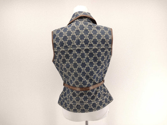 CELINE Paris Macadam Leather Piping Vest Top