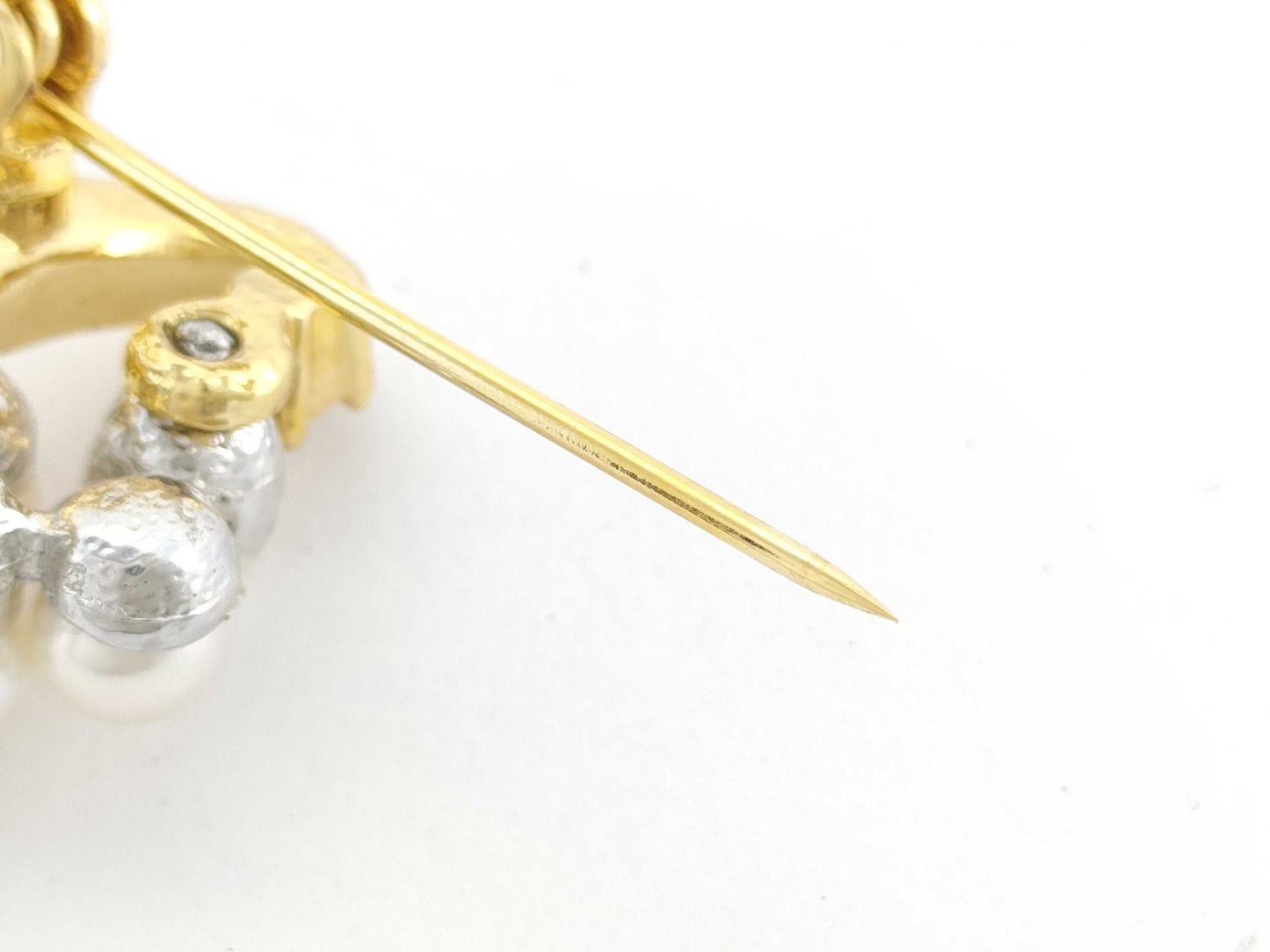 Balmain Faux Pearl and Rhinestone Brooch