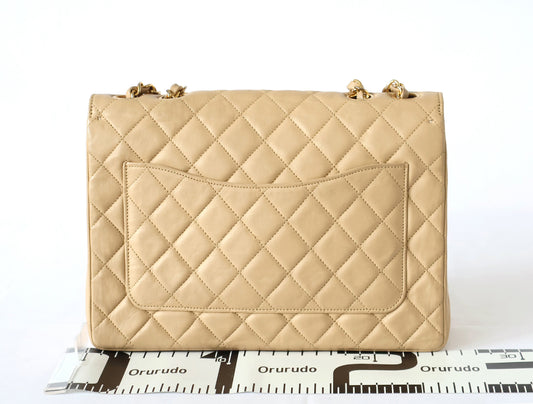 CHANEL Matelasse Lambskin Double Chain Shoulder Bag Beige