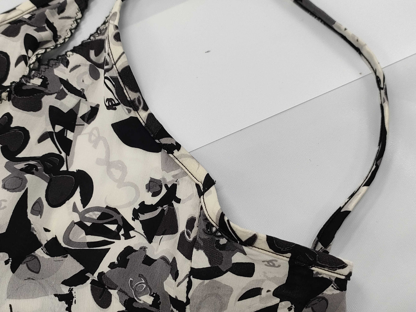 CHANEL Coco Mark Flower Print Silk Camisole, Size 36, Top