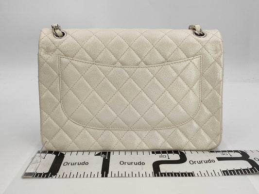 CHANEL Caviar Skin Cream Jumbo Shoulder Bag, Size 20