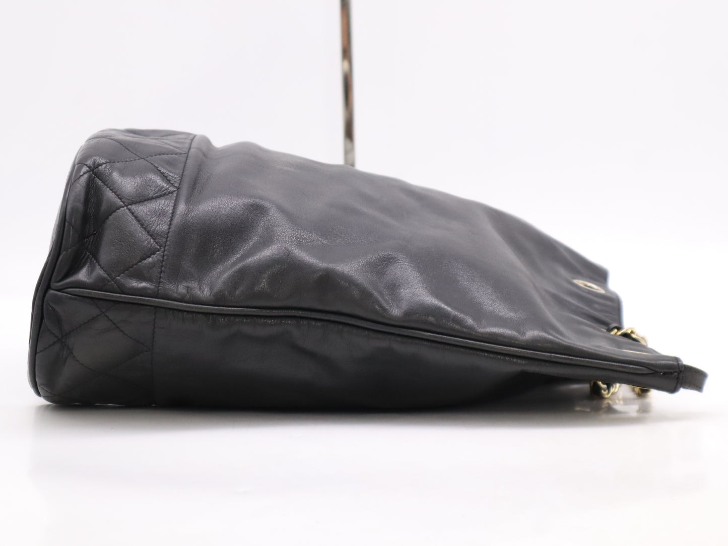 CHANEL Leather Drawstring Chain Shoulder Bag in Black with GD Hardware