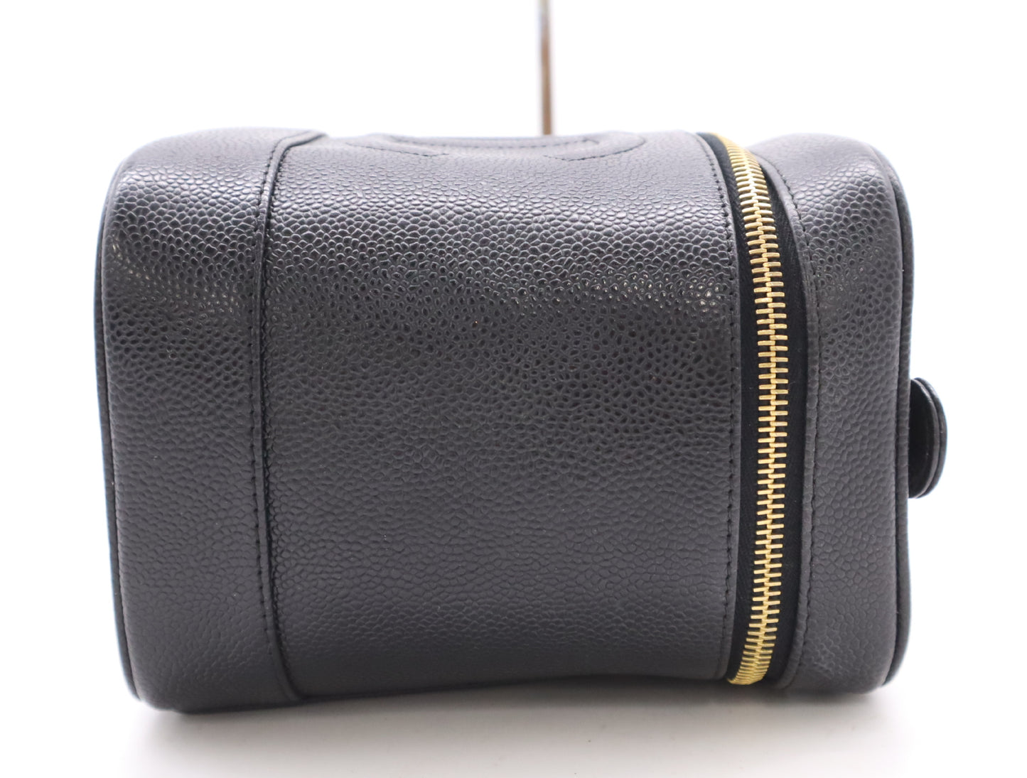 CHANEL Caviar Skin Vanity Pouch with Coco Mark, GD Hardware, Black Seal, 7059005 Handbag