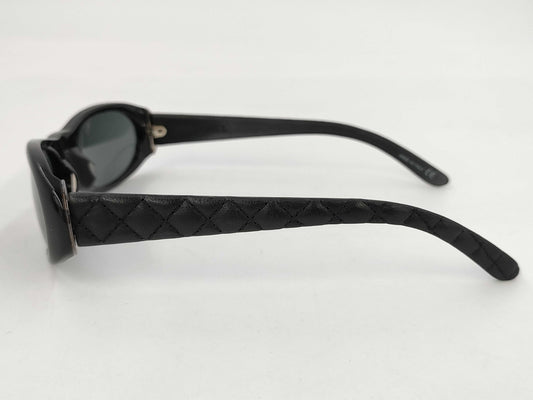 CHANEL 5129-Q Leather and Plastic Sunglasses Matelasse Black with Dust Bag and Case c501/87 54□19 Sunglasses