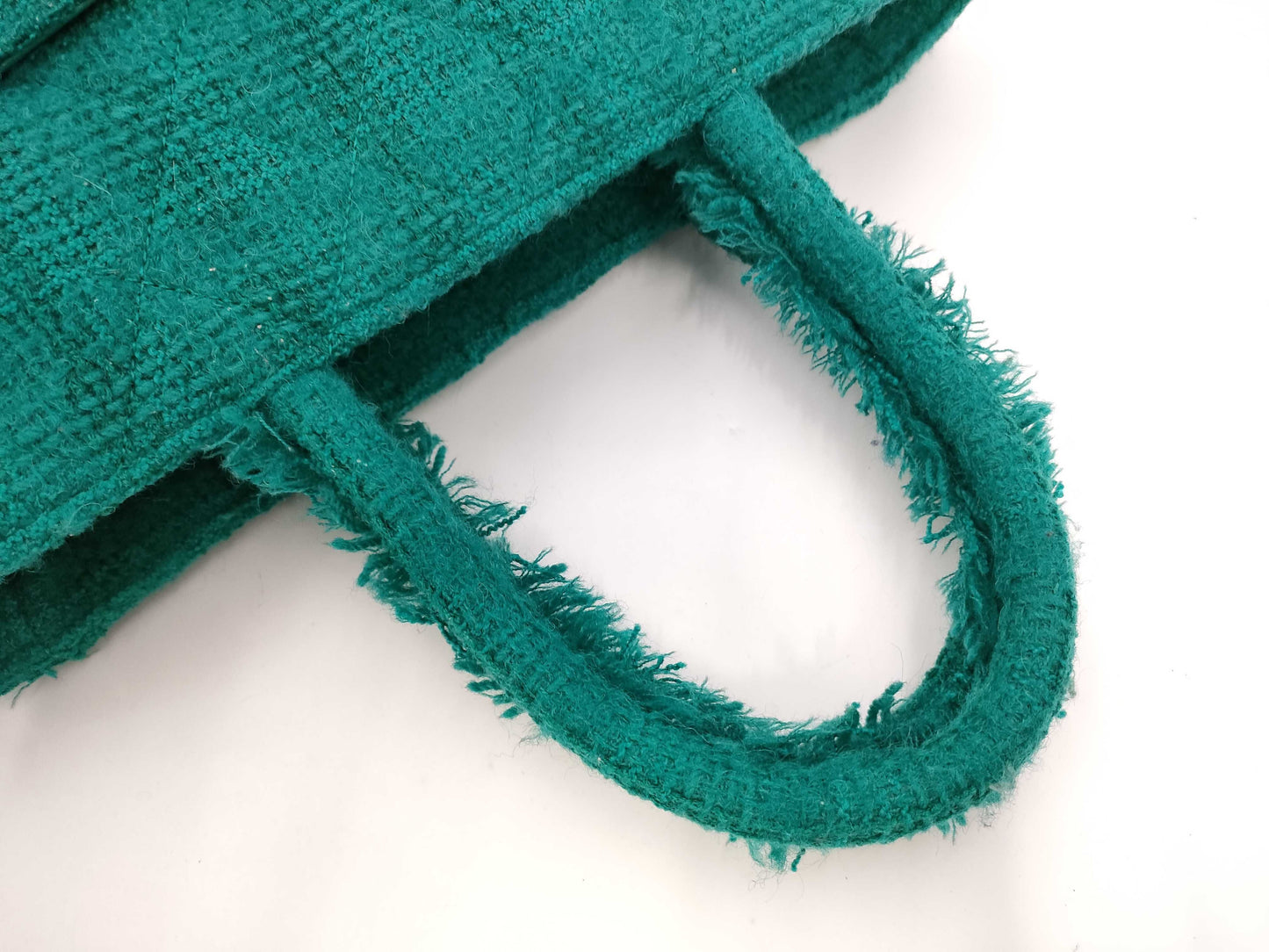 CHANEL Tweed Shopping Tote Bag, Green