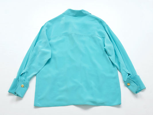 CHANEL 1992 Spring/Summer Oversized Double Cuff Tiffany Blue Jacket