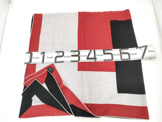 HERMES HERMES GREIGE×BLACK×RED PATTERN CASHMERE SILK STOLE Other accessories