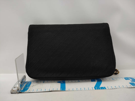 CHANEL Black Cotton Shoulder Bag