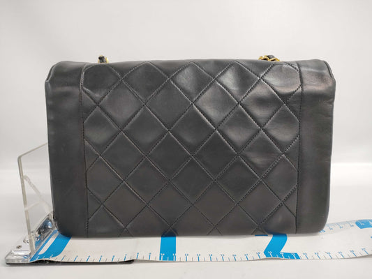 CHANEL Matelasse Lambskin Single Flap Single Chain Bag with Diana Flap, Black with Gold Hardware, 2065523, No. 2 Shoulder Bag