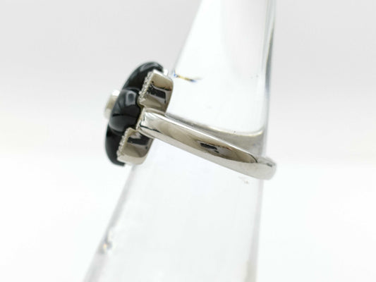 Onyx and Diamond PT900 Ring, 8.9g