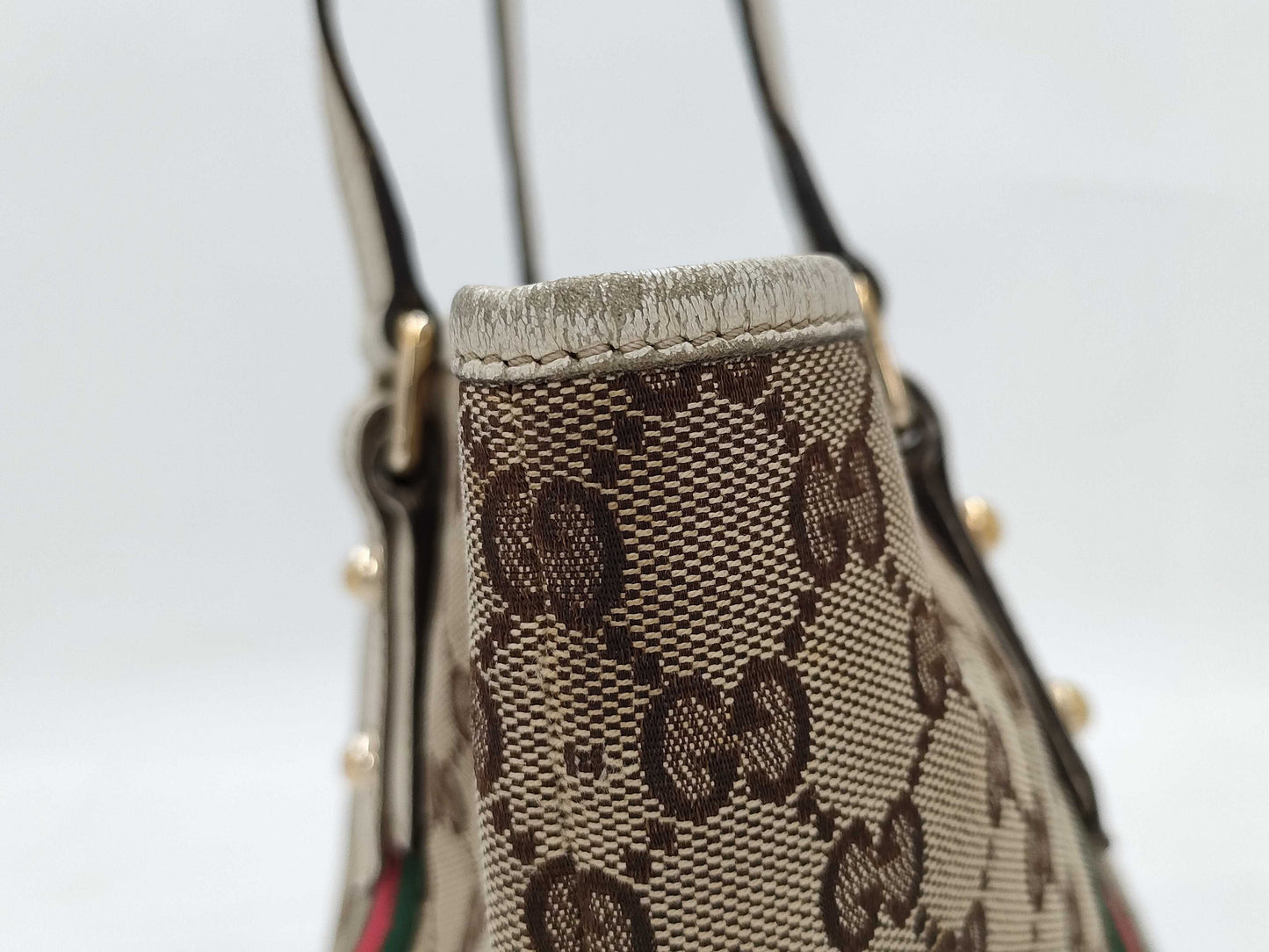 GUCCI GG Canvas Sherry Line Tote Bag