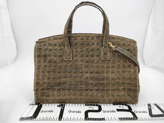 FENDI Crocodile Handbag 2WAY Shoulder Bag