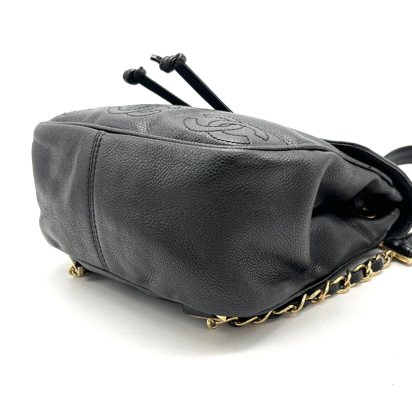 CHANEL CHANEL Turnlock Triple Coco Mark Caviar Leather Chain Backpack